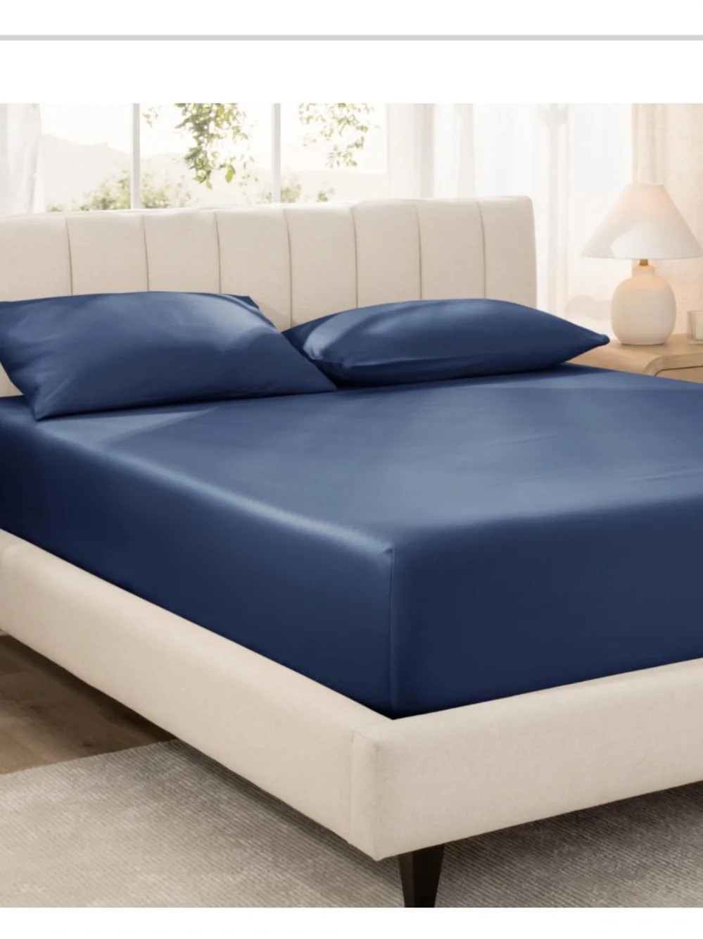 TWIN XL Fitted Sheet 100% Smooth Cotton Sateen 15” Deep 400 Thread Count - BLUE